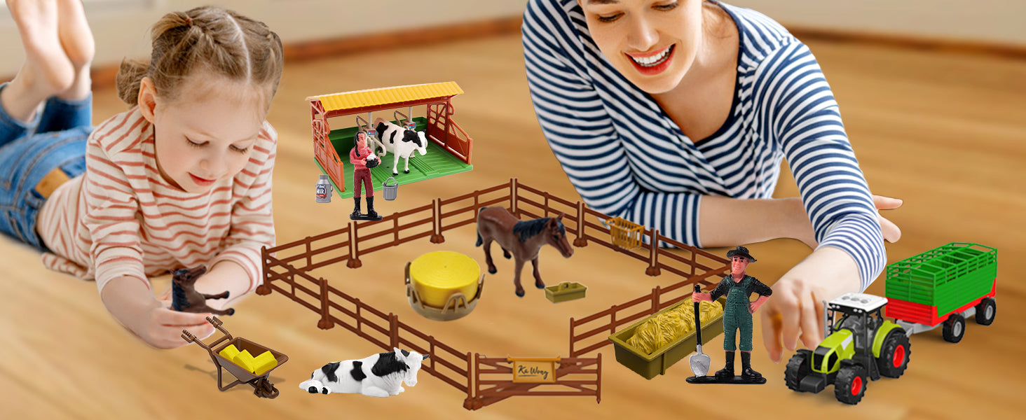 Dwi Dowellin Kids Tractor Toy Farm Playset,Toddlers Farm Vehicle Toys with Light&Sound,69 PCS Farm Toys Set with Farm Animals Fences Farmers for Kids 3-12 Years Old Boys Girls Birthday Gift 24hrsmart