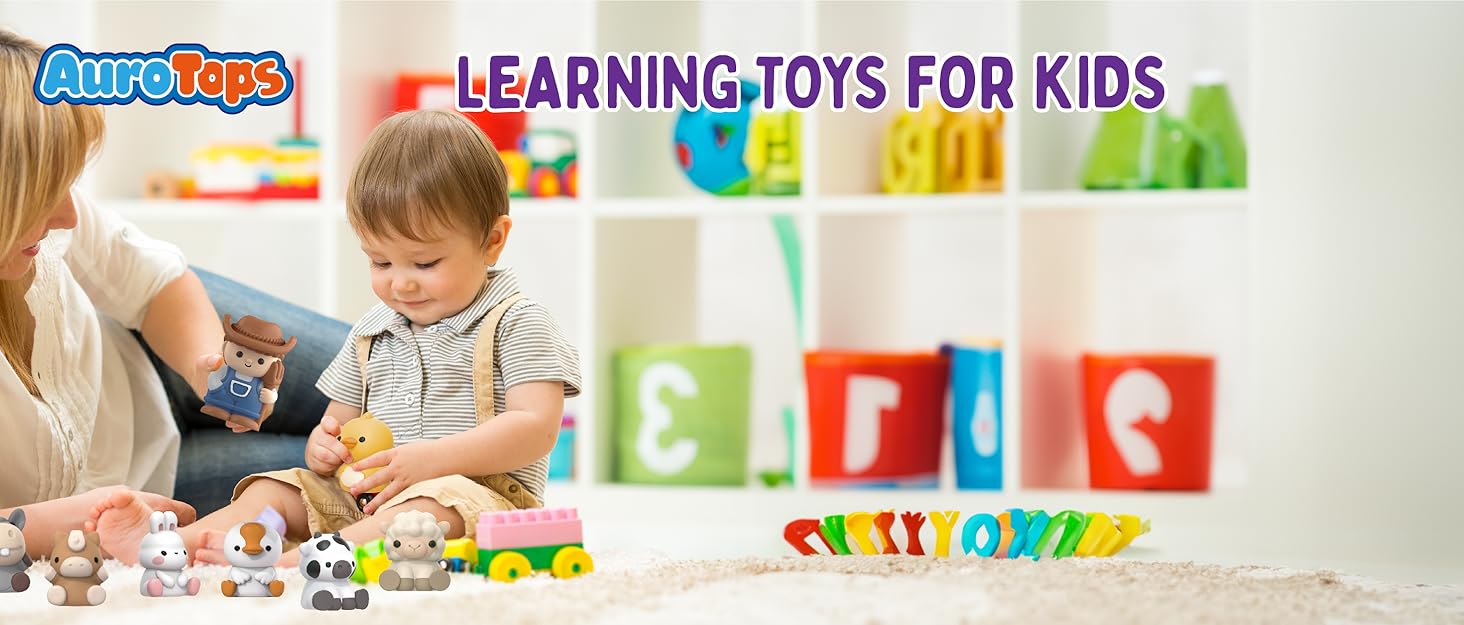 Toys for 1 2 3 Years Old Boys and Girls, Big Barn Toy with Farm Animal, Preschool Montessori Toy, Farm Playset with Big Red Barn & Farmer 24hrsmart