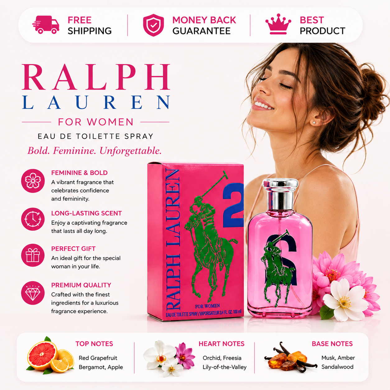 Big Pony Pink 2 by Ralph Lauren Perfume for Women EDT 3.3 / 3.4 oz
