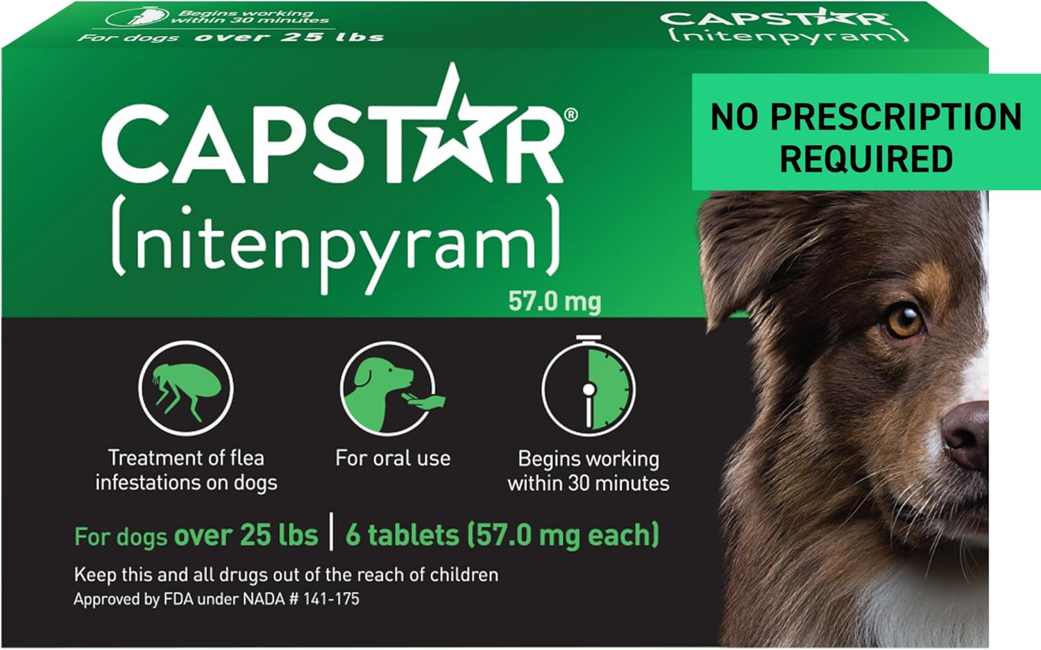 CAPSTAR Fast - Acting Oral Treatment, Large Dogs over 25 lbs 6 Tabs - 24hrsmart