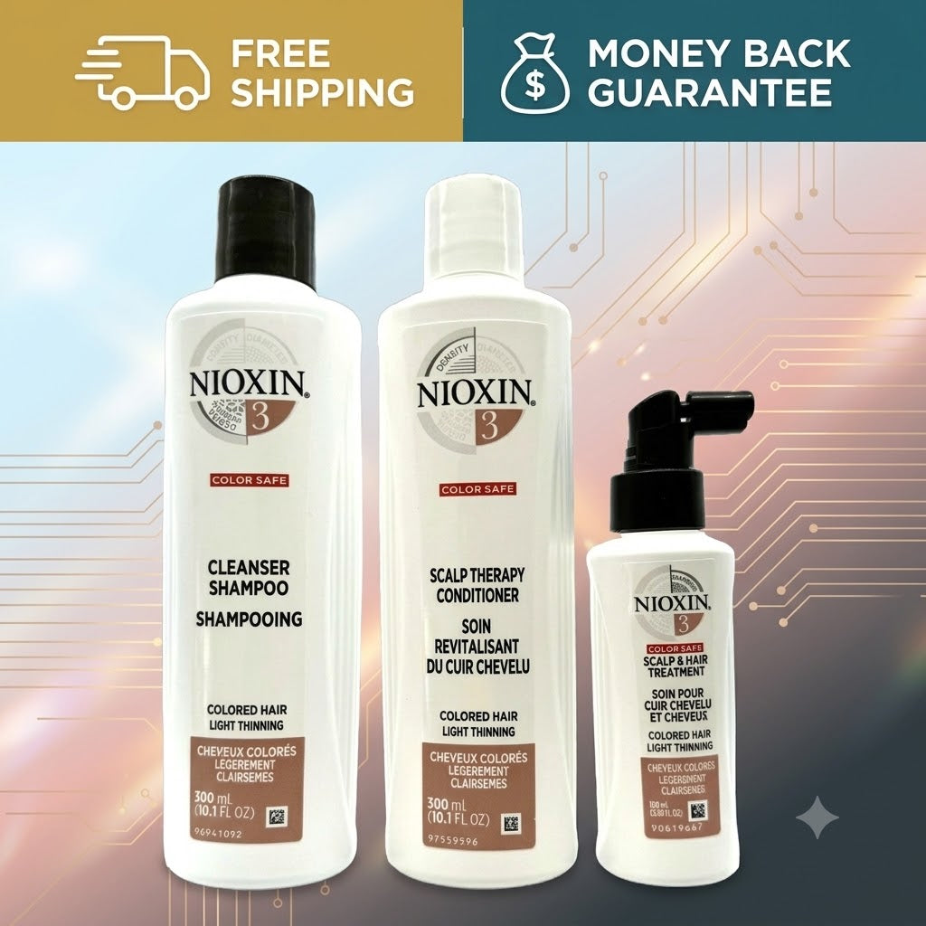 NIOXIN System 3 Kit (10.1oz Cleanser / 10.1oz Scalp Therapy / 3.38oz Treatment) - 24hrsmart