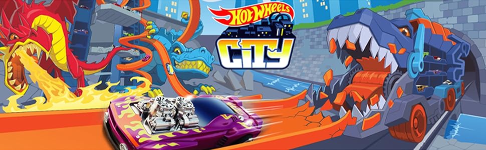 Hot Wheels City Ultimate Garage Track Set with Car-Eating Dragon & 2 Die-Cast Cars – 4 Levels, Stores 50+ Vehicles Hot wheels