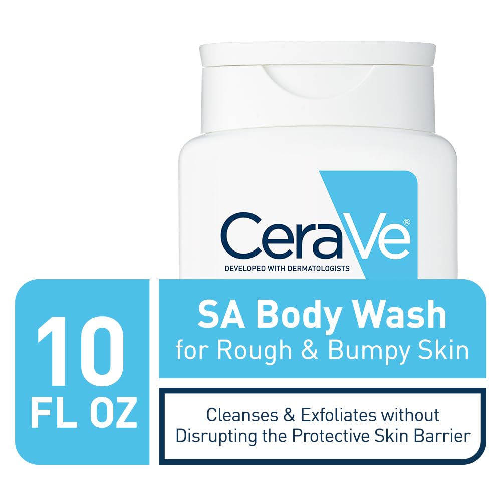 CeraVe Body Wash with Salicylic Acid, Fragrance Free Body Wash to Exfoliate Rough and Bumpy Skin, Allergy Tested, 10 Ounce - 24hrsmart