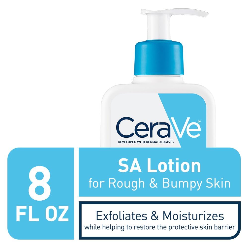 CeraVe SA Lotion for Rough & Bumpy Skin, Vitamin D, Hyaluronic Acid, Lactic Acid & Salicylic Acid Lotion, Fragrance Free & Allergy Tested, 8 Ounce - 24hrsmart