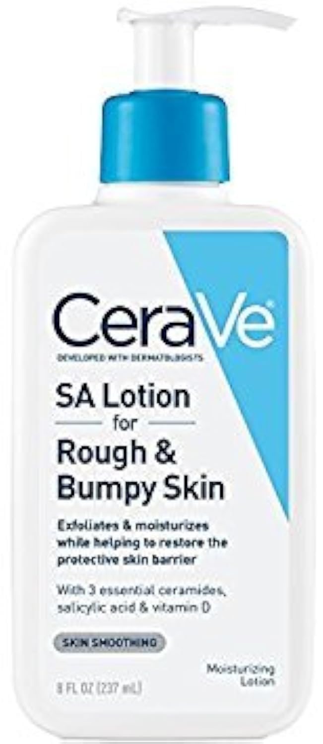CeraVe SA Lotion for Rough & Bumpy Skin, Vitamin D, Hyaluronic Acid, Lactic Acid & Salicylic Acid Lotion, Fragrance Free & Allergy Tested, 8 Ounce - 24hrsmart