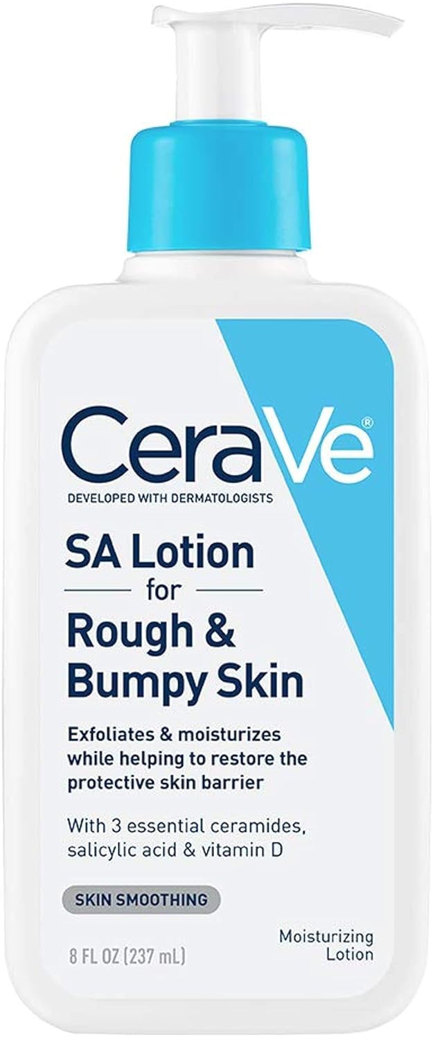 CeraVe SA Lotion for Rough & Bumpy Skin, Vitamin D, Hyaluronic Acid, Lactic Acid & Salicylic Acid Lotion, Fragrance Free & Allergy Tested, 8 Ounce - 24hrsmart