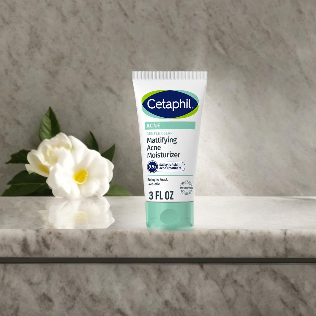 Cetaphil Face Moisturizer, Gentle Clear Mattifying Acne Moisturizer With 0.5% Salicylic Acid, Hydrates and Treats Sensitive Acne Prone Skin, Skin Care for Sensitive Skin, 3oz - 24hrsmart