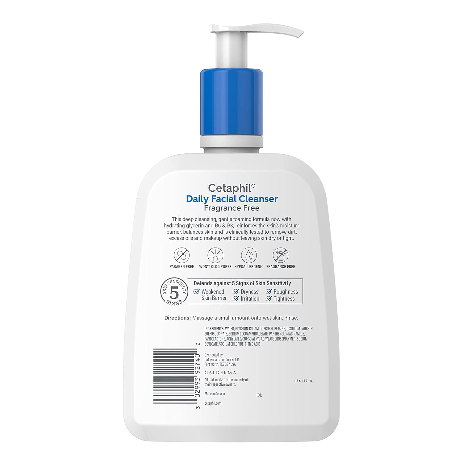 Cetaphil Face Wash, Daily Facial Cleanser for Sensitive, Combination to Oily Skin, NEW 16 oz, Fragrance Free,Gentle Foaming, Soap Free, Hypoallergenic - 24hrsmart