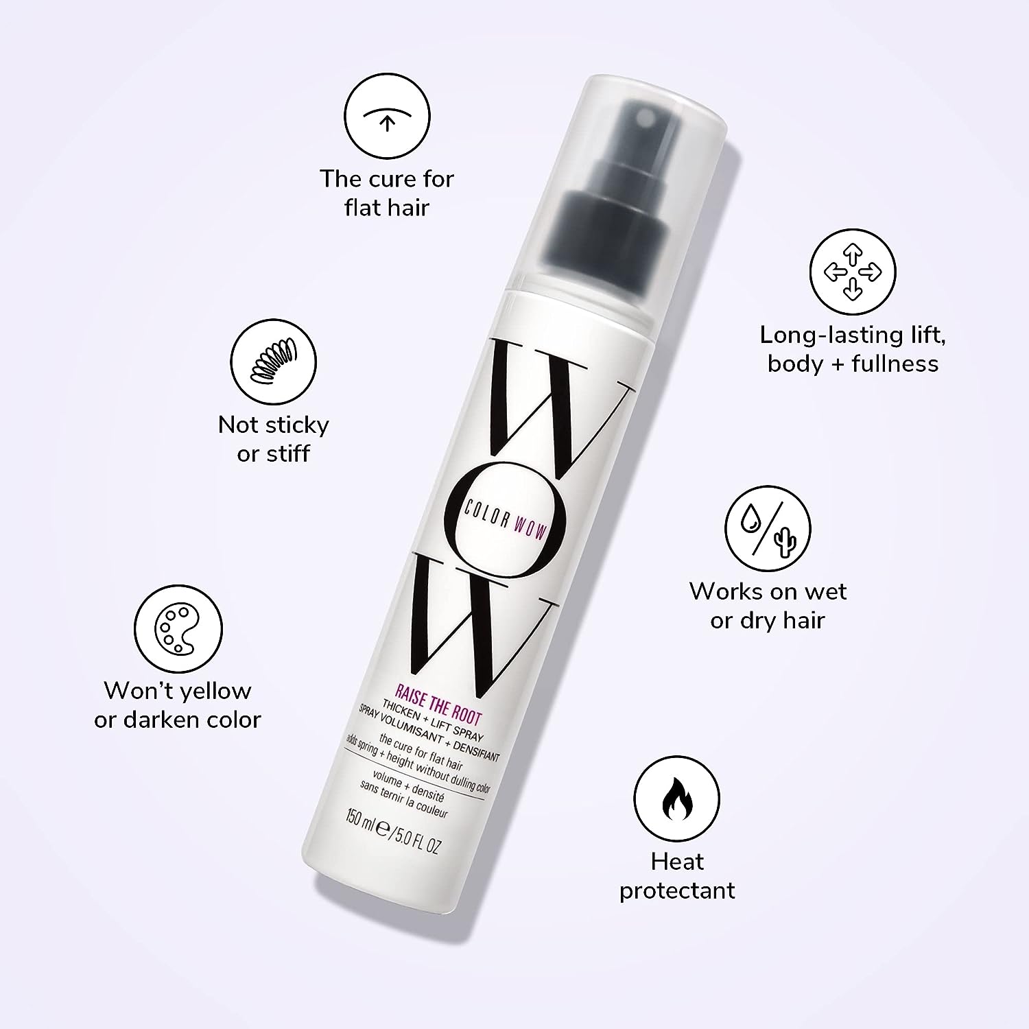 COLOR WOW Raise the Root Thicken + Lift Spray - All - Day Volume for Fine, Flat Hair without dulling color - 24hrsmart