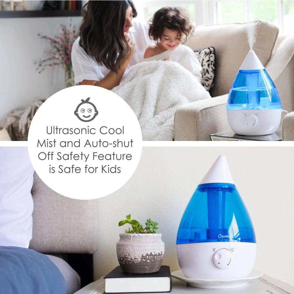 Crane Ultrasonic Cool Mist Humidifier 1 Gal Blue Quiet Air - 24hrsmart
