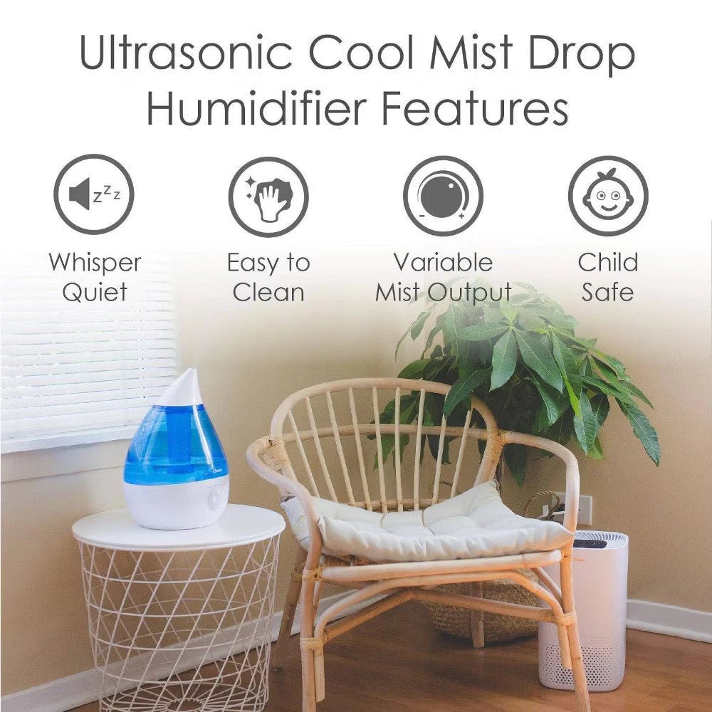 Crane Ultrasonic Cool Mist Humidifier 1 Gal Blue Quiet Air - 24hrsmart