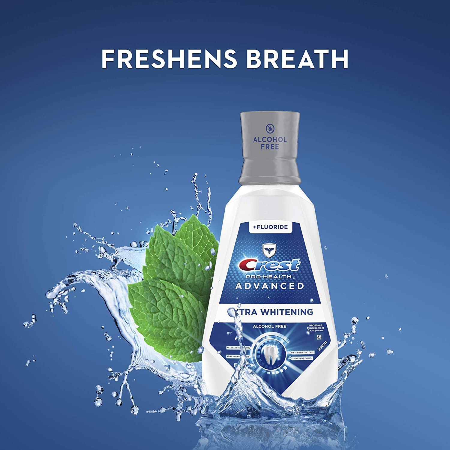 Crest Pro - Health Advanced Mouthwash, Alcohol Free, Extra Whitening, Energizing Mint Flavor, 946 mL (32 fl oz) - 24hrsmart