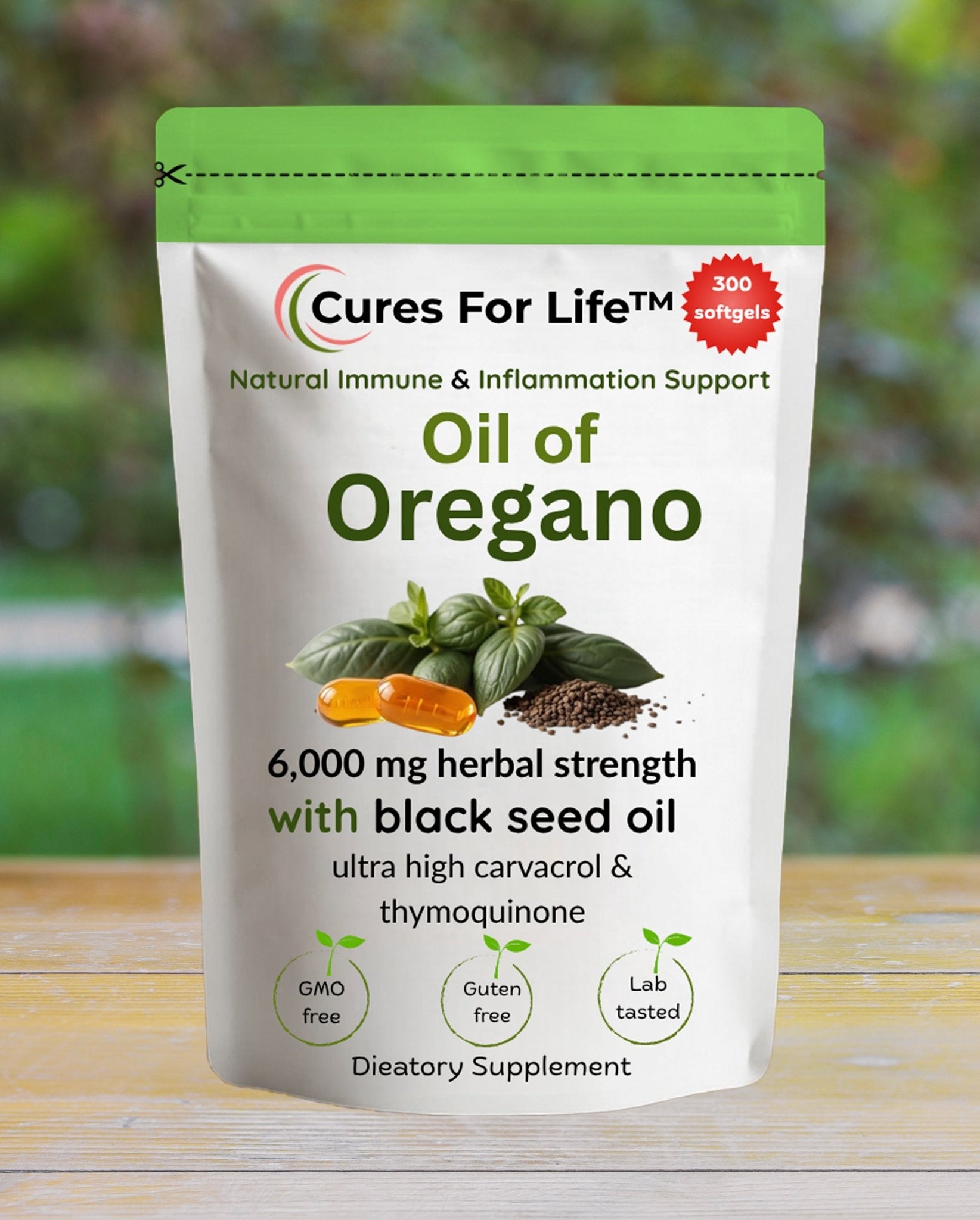 Cures For Life – Oil of Oregano with Black Seed Oil (300 Softgels) - 24hrsmart
