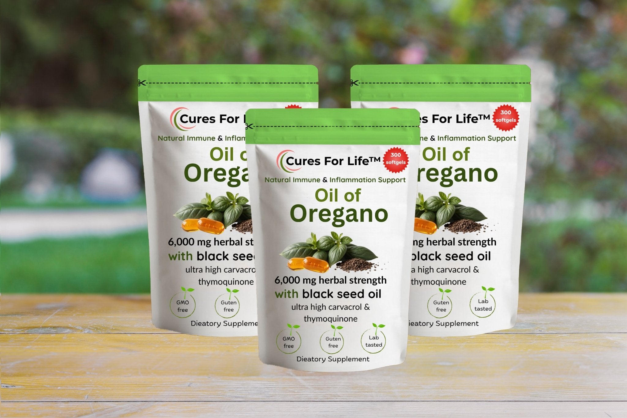Cures For Life – Oil of Oregano with Black Seed Oil (300 Softgels) - 24hrsmart