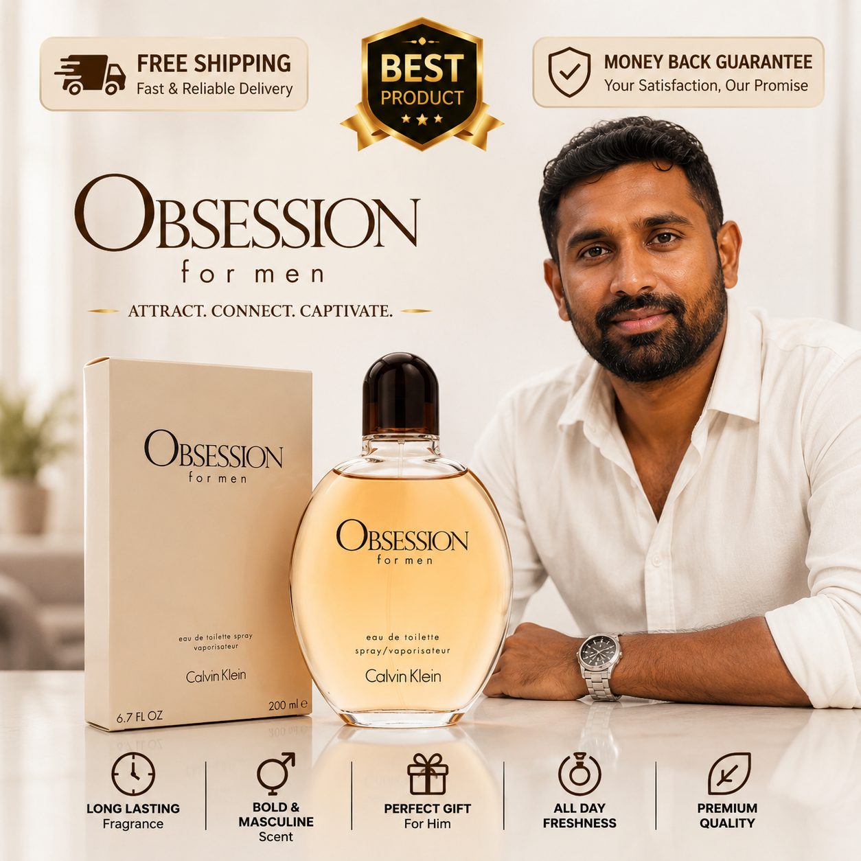 Calvin Klein Obsession for Men 6.7 oz Eau de Toilette Spray