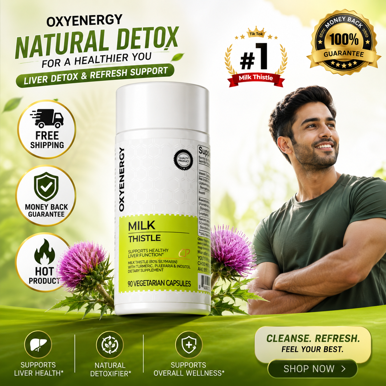 Oxyenergy Milk Thistle Liver Detox supplement for natural liver health support