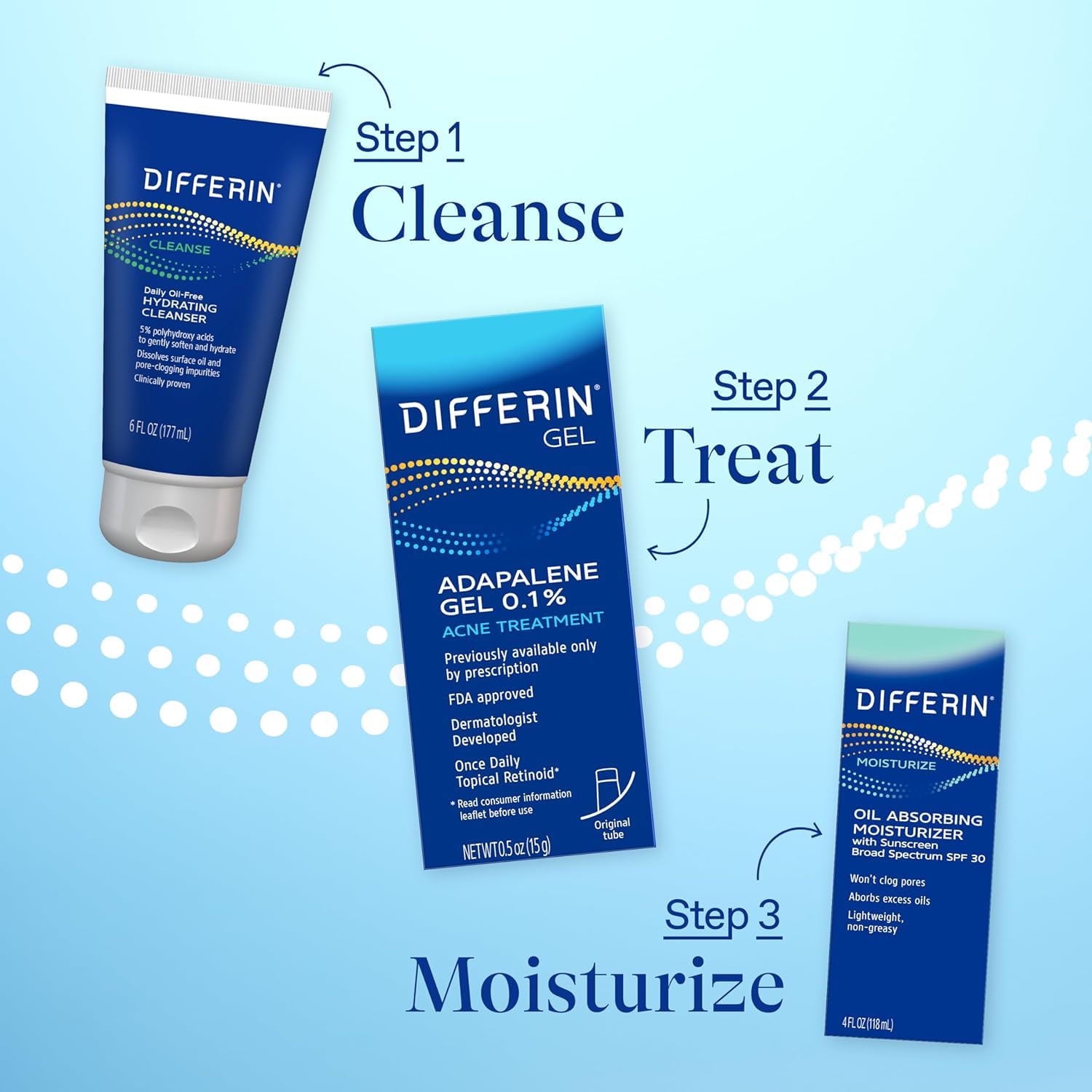 Differin Acne Treatment Gel, 30 Day Supply, Retinoid Treatment for Face with 0.1% Adapalene, Gentle Skin Care for Acne Prone Sensitive Skin, 15g Tube (Packaging May Vary) - 24hrsmart