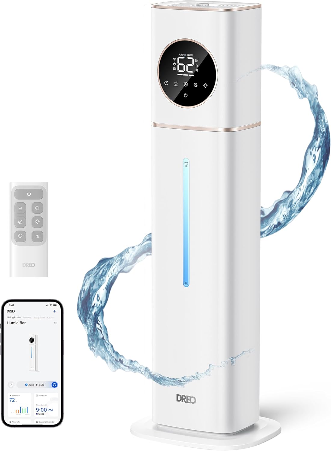 DREO Smart Ultrasonic Humidifier, 100H Runtime for Large Rooms - 3gal - 24hrsmart