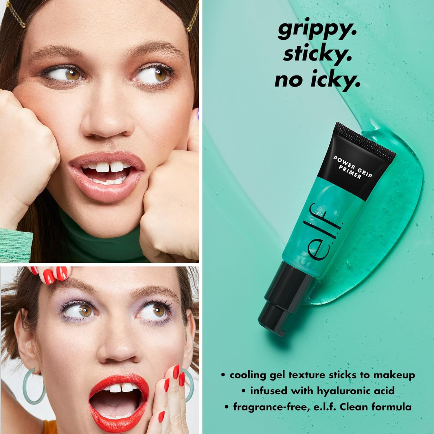 e.l.f. Power Grip Primer, Gel - Based & Hydrating Face Primer For Smoothing Skin & Gripping Makeup, Moisturizes & Primes - 24hrsmart