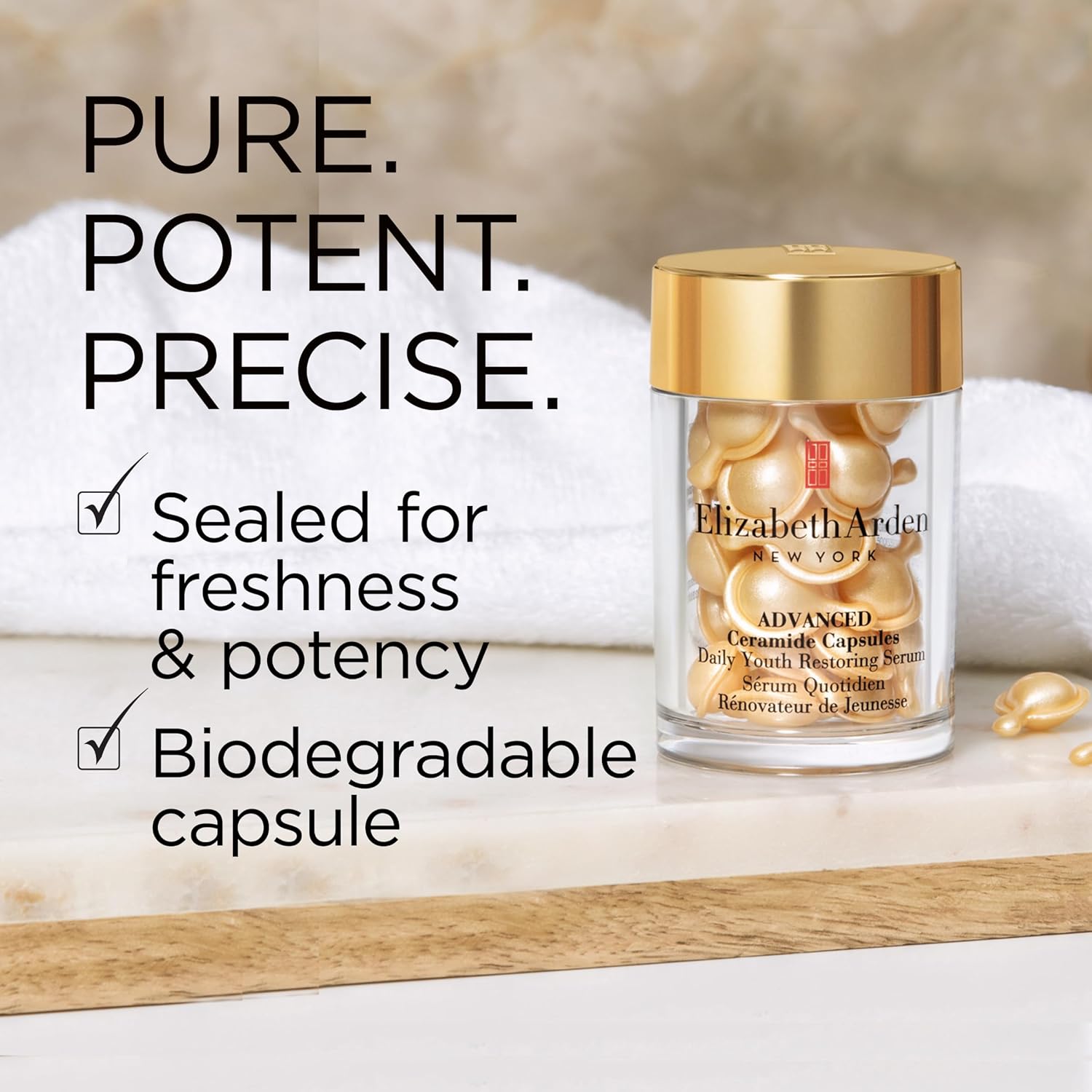 Elizabeth Arden Hyaluronic Acid Ceramide Hydra Plumping Serum 60 Capsules - 24hrsmart
