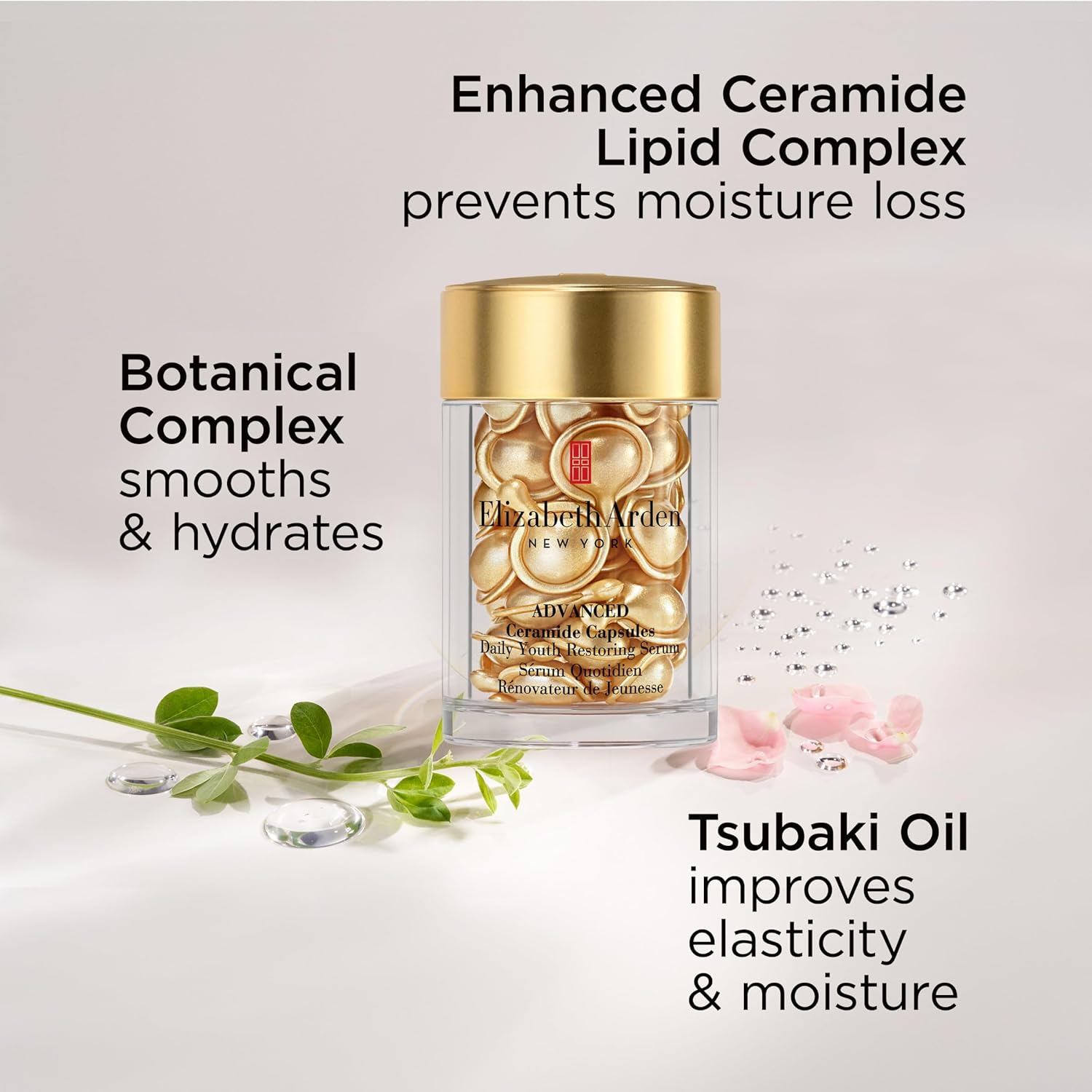 Elizabeth Arden Hyaluronic Acid Ceramide Hydra Plumping Serum 60 Capsules - 24hrsmart
