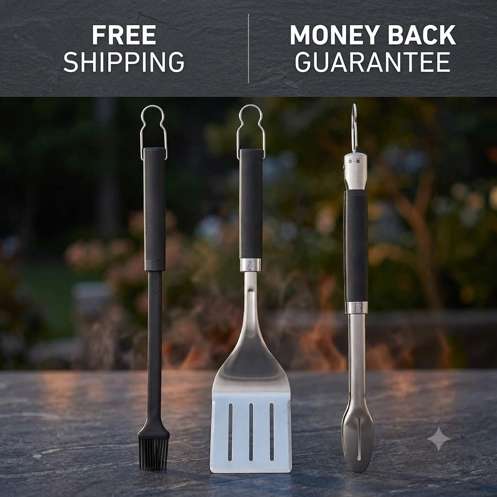 Weber Precision Grill Tool Set Black 3pc - 24hrsmart