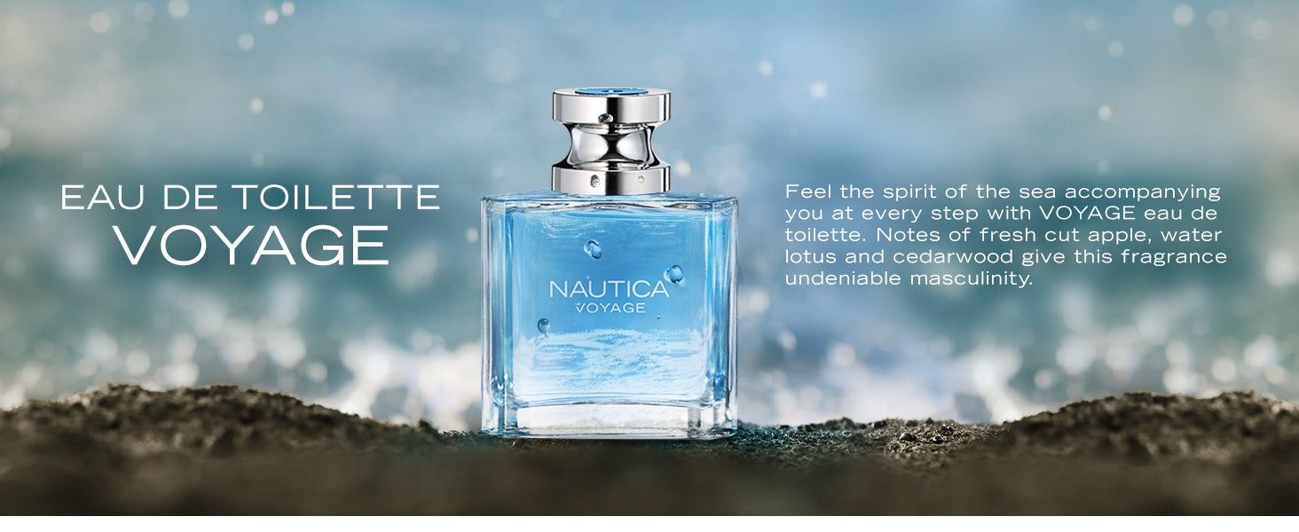 Nautica Voyage Eau de Toilette 3.3 fl oz (Pack of 1), Notes of Apple, Cedarwood, Mimosa, Men's Fragrance, Long Lasting, Everyday Fragrance, Travel Size 24Hr Smart