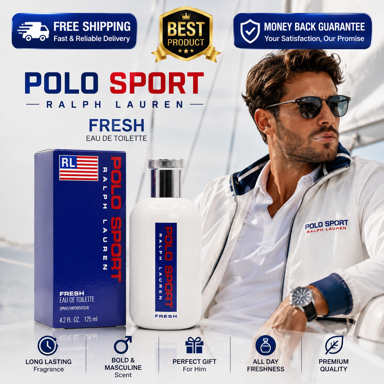 Polo Sport Fresh by Ralph Lauren for Men 4.2 oz Eau de Toilette Spray