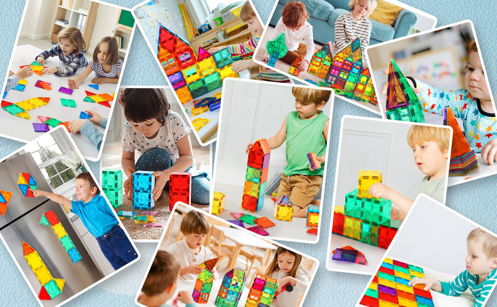 Gemmicc Magnetic Tiles 100 PCS with 2 Cars, STEM Approved Educational Magnet BuildingToys, Magnet Puzzles Stacking Blocks for Boys Girls 24hrsmart