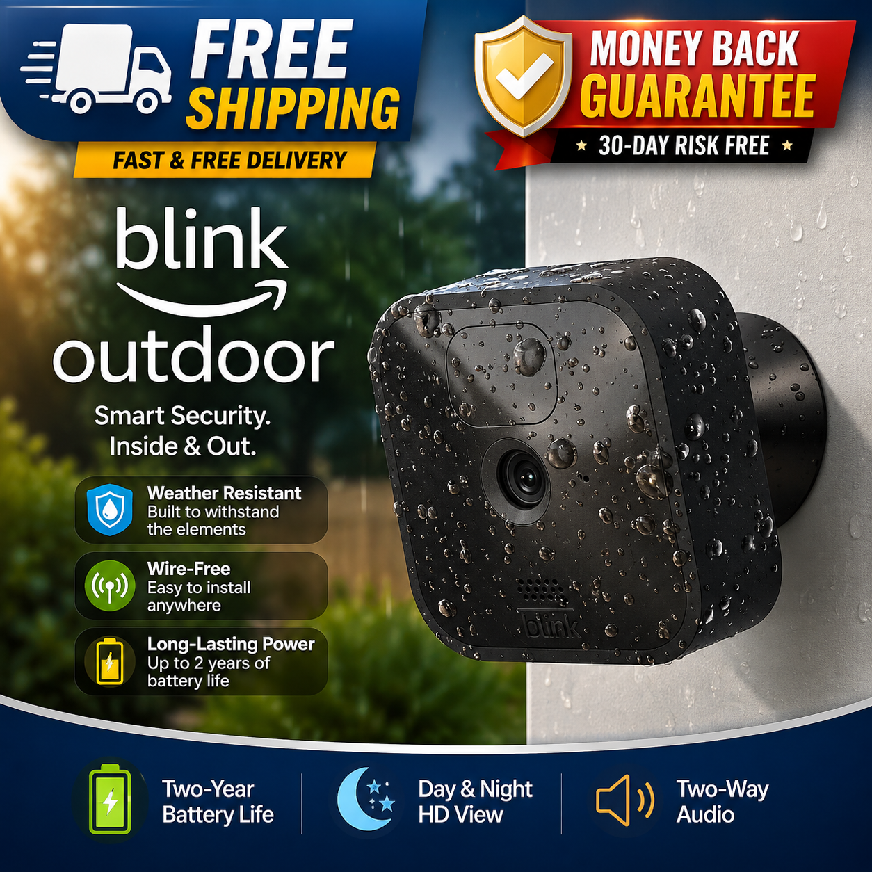 Blink Outdoor (3rd Gen) Add-On Home Security Camera | HD Video work with XT1 XT2 - 24hrsmart