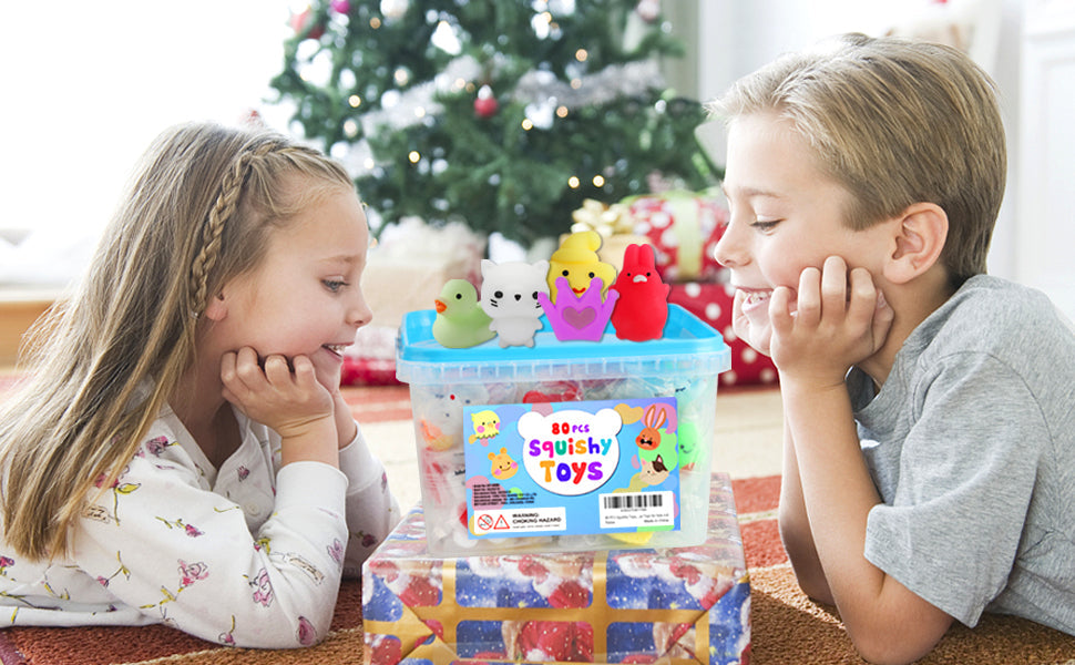 80Pcs Party Favors for Kids 4-8, Kawaii Squishies Mochi Squishy Toy Bulk Fidget Sensory Toys Birthday Gifts for Boys Girls Goodie Bag Christmas Stocking Stuffers Treasure Box Classroom Prizes 24hrsmart