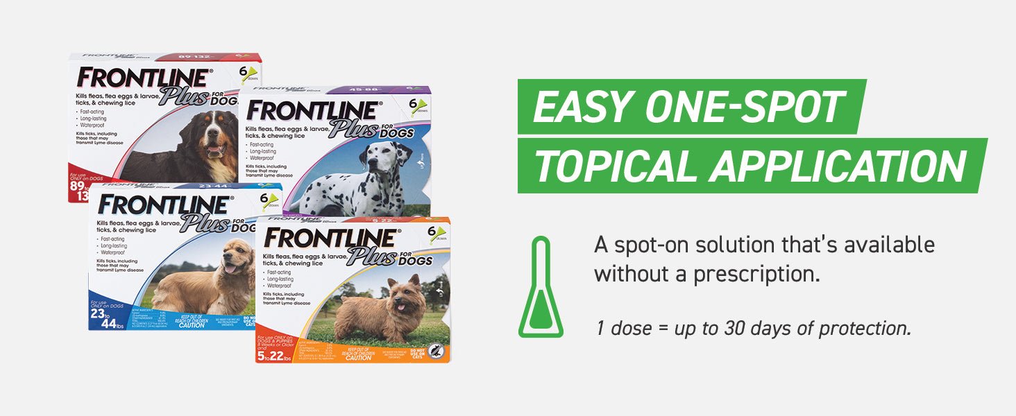 FRONTLINE Plus for Dogs Flea & Tick Treatment, Small Dog, 5 - 22 lbs, 6 Doses - 24hrsmart