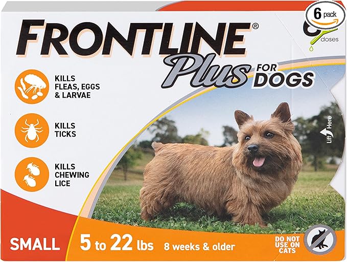 FRONTLINE Plus for Dogs Flea & Tick Treatment, Small Dog, 5 - 22 lbs, 6 Doses - 24hrsmart