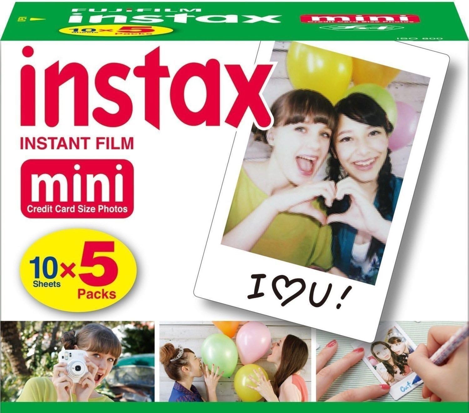 Fujifilm Instax Mini Instant Film, 10 Sheets x 5 Packs (Total 50 Shoots) - 24hrsmart