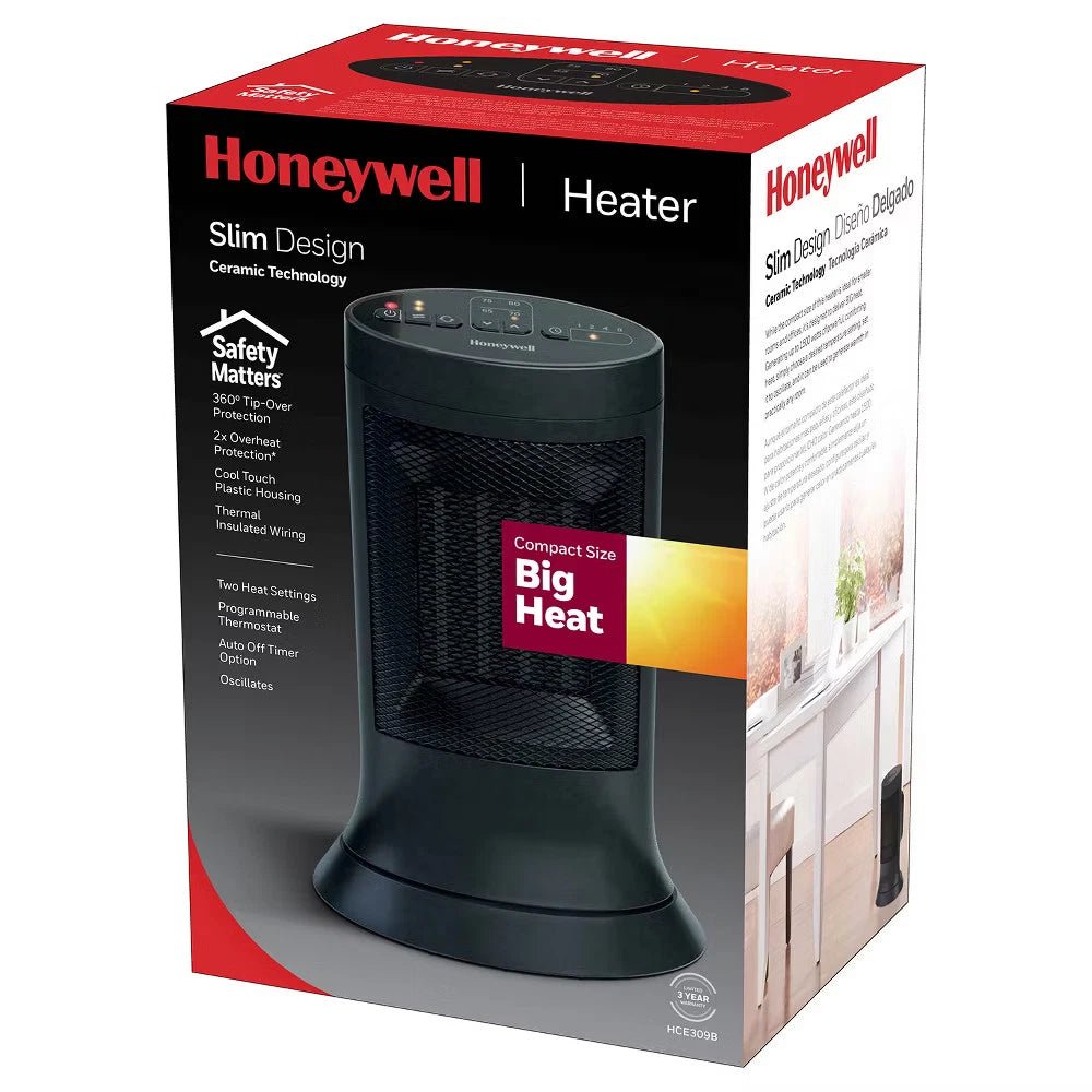 Honeywell Digital Ceramic Compact Tower Heater Black - 24hrsmart