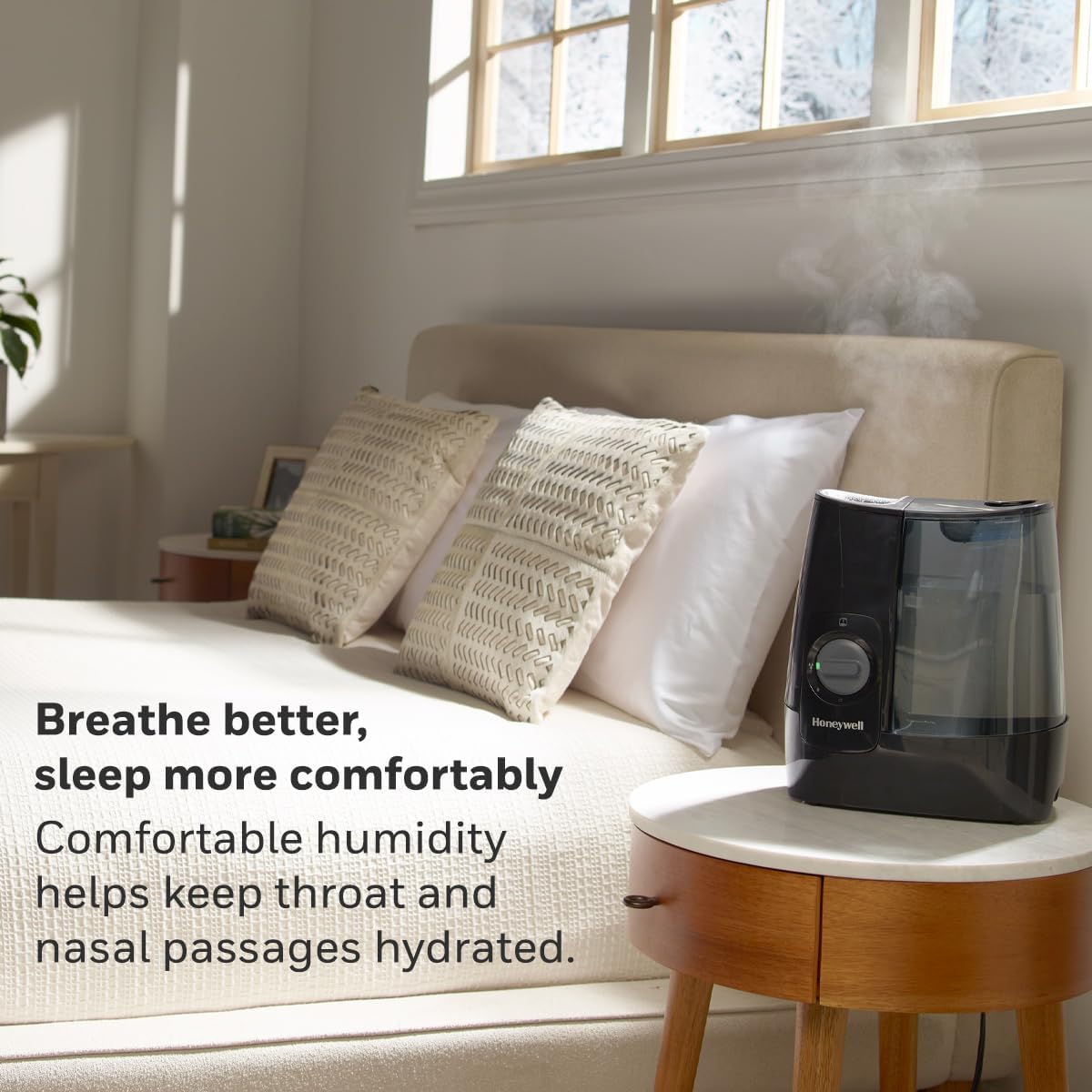 Honeywell HWM845 Warm Mist Humidifier with Essential Oil Cup Filter Free Black - 24hrsmart