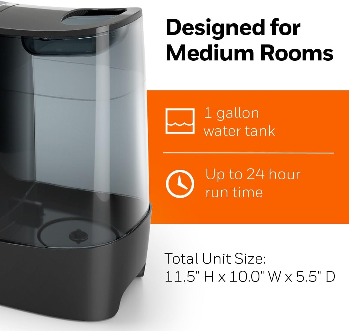 Honeywell HWM845 Warm Mist Humidifier with Essential Oil Cup Filter Free Black - 24hrsmart