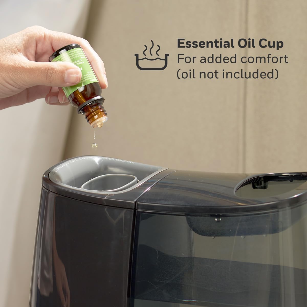 Honeywell HWM845 Warm Mist Humidifier with Essential Oil Cup Filter Free Black - 24hrsmart