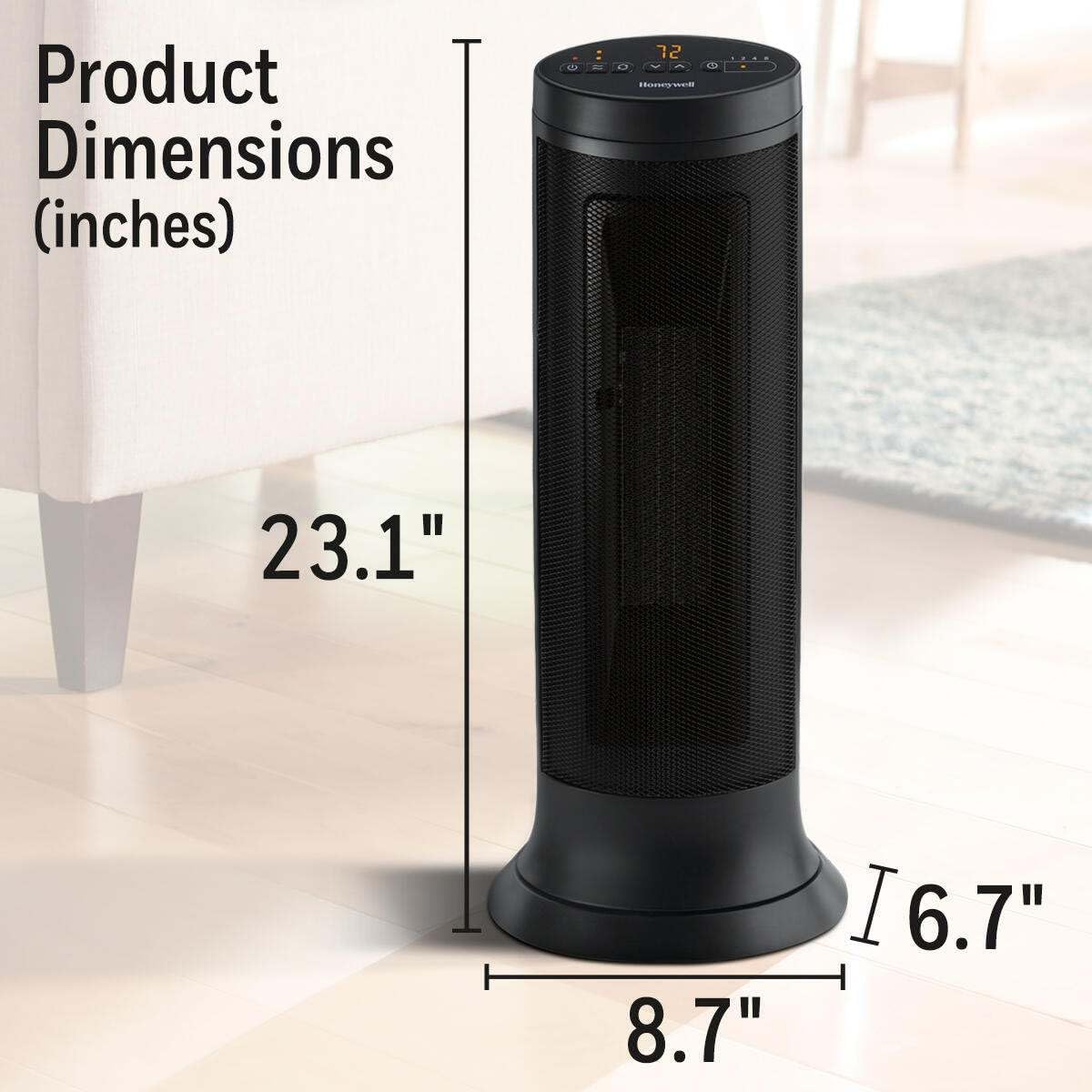 Honeywell Slim Ceramic Tower Heater Black: Indoor Space Heater, Adjustable - 24hrsmart