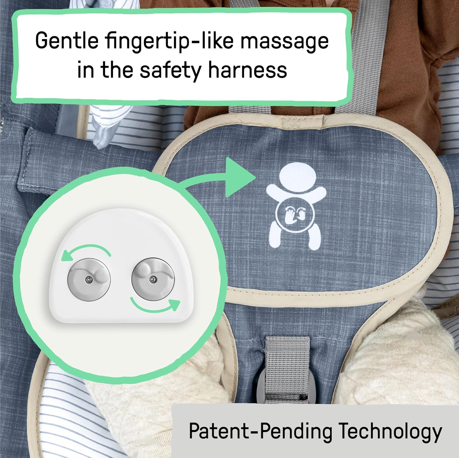Ingenuity Happy Belly Rock - to - Bounce Massage Seat - Chambray - 24hrsmart
