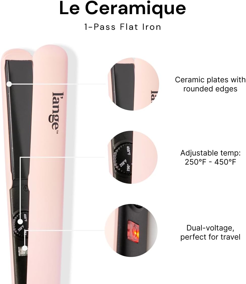L'ange Hair Le Ceramique Flat Iron - Blush - 1" - 24hrsmart