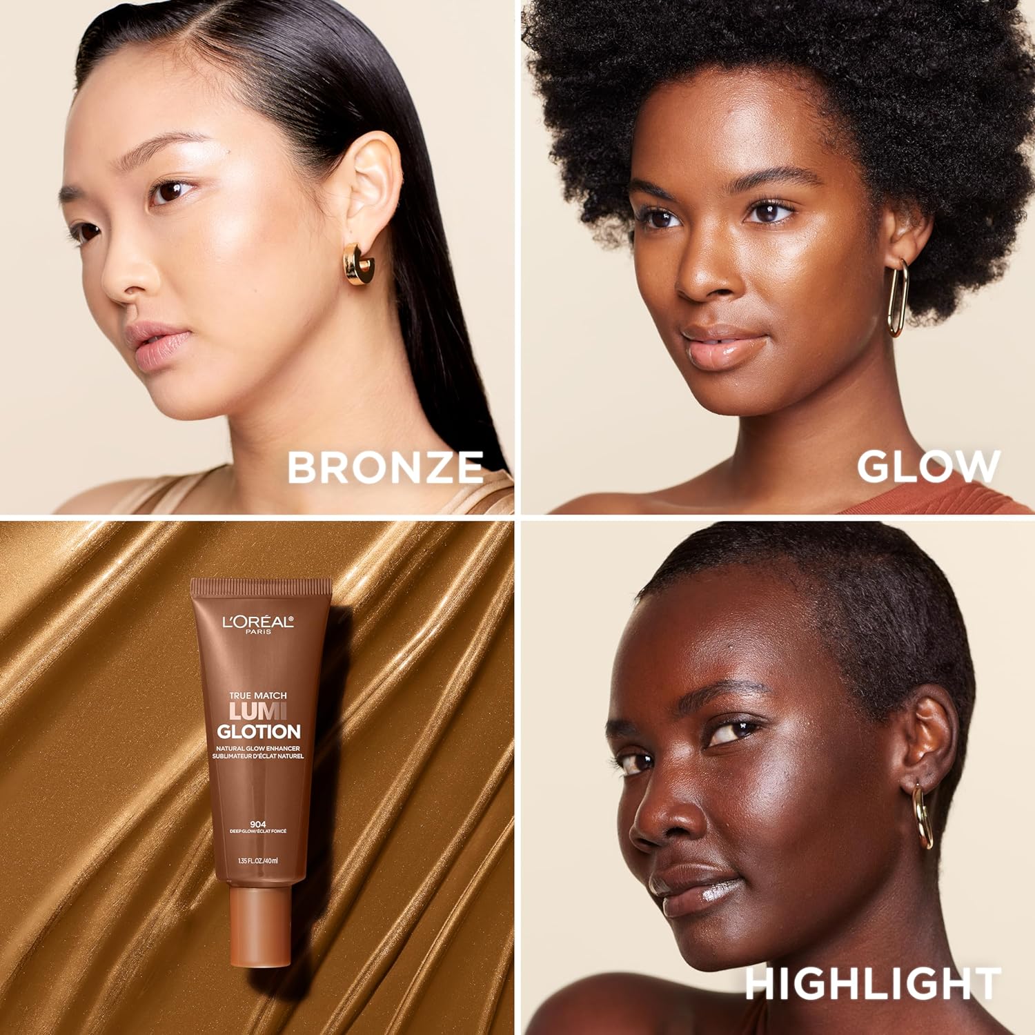 L’Oréal Paris Makeup True Match Lumi Glotion, Natural Glow Enhancer, Illuminator Highlighter Skin Tint, for an All Day Radiant Glow, Deep, 1.35 Ounces - 24hrsmart