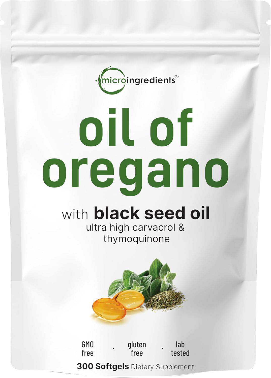 Micro Ingredients Oil of Oregano Softgels with Black Seed Oil – 150 Count Immune Support Formula - 24hrsmart