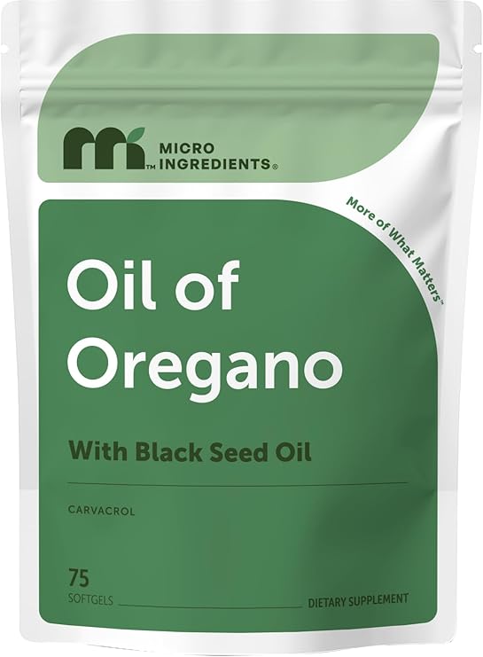 Micro Ingredients Oil of Oregano Softgels with Black Seed Oil – 150 Count Immune Support Formula - 24hrsmart