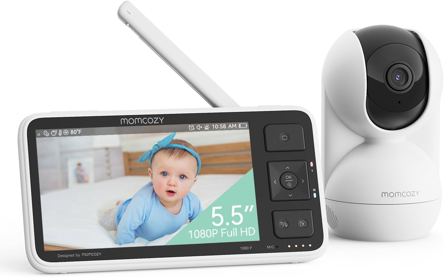 Momcozy 5.5" Video Baby Monitor BM03 - White - 24hrsmart