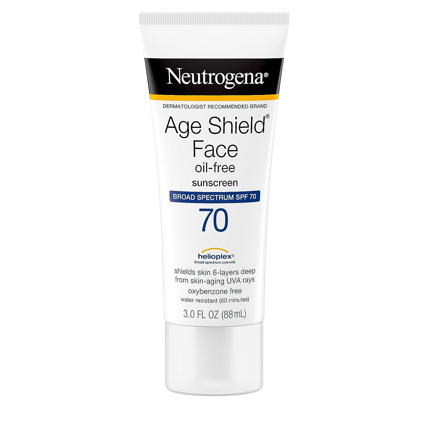 Neutrogena Age Shield Face Oil - Free Sunscreen Lotion with Broad Spectrum SPF 70, Non - Comedogenic Moisturizing Sunscreen to Help Prevent Signs of Aging, PABA - Free, 3 fl. oz (Pack of 3) - 24hrsmart