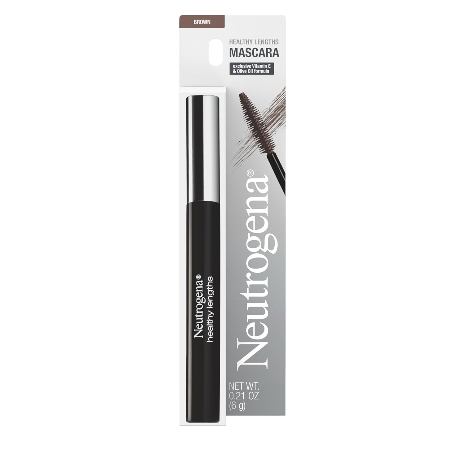 Neutrogena Healthy Lengths Mascara - with Vitamin E & Olive Oil, Lengthening Formula Extends the Look of Your Lashes up to 100% without Clumping, Flaking or Smudging, 0.21 oz - 24hrsmart
