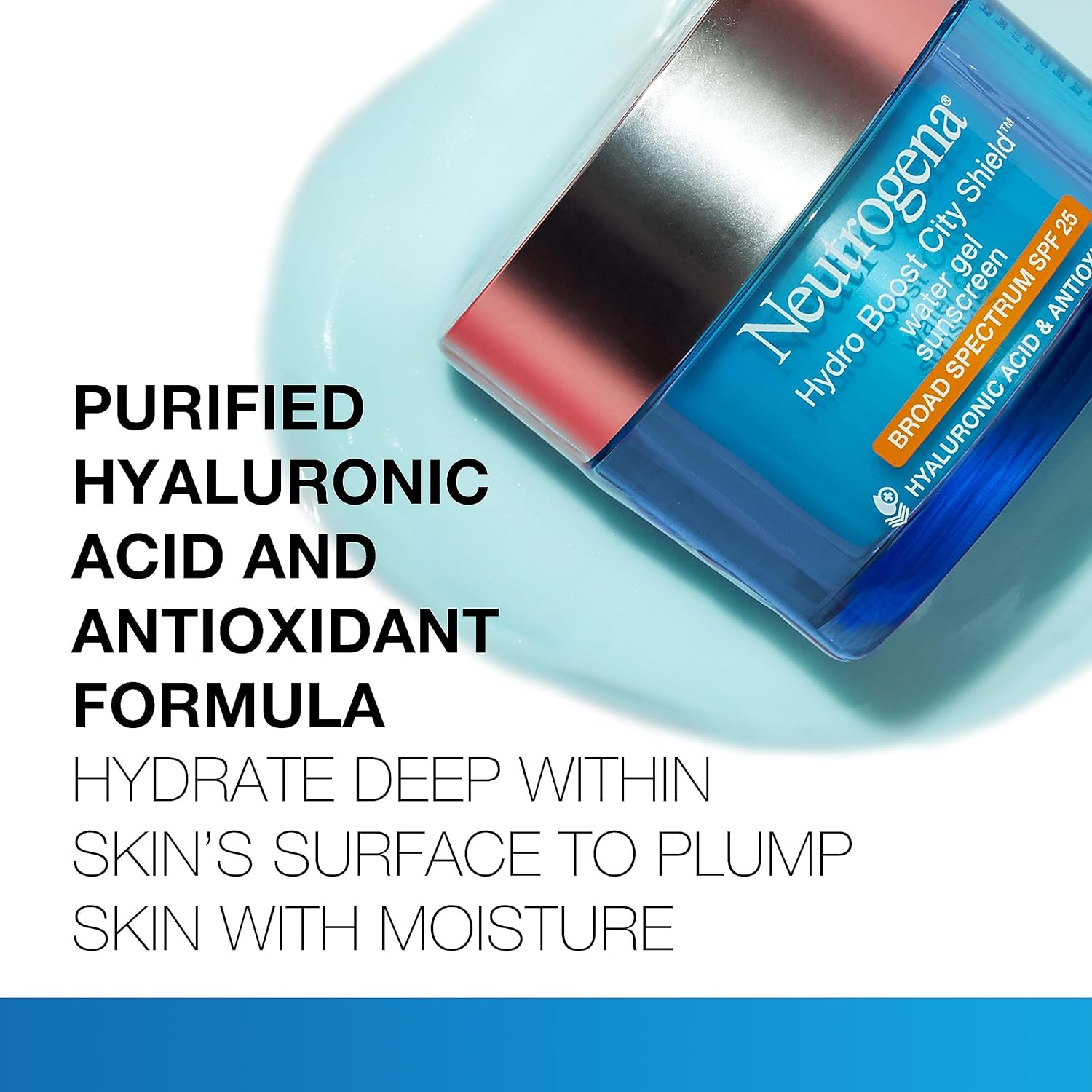 Neutrogena Hydro Boost Face Moisturizer with SPF 25, Hydrating Facial Sunscreen, Oil - Free and Non - Comedogenic Water Gel Face Lotion 1.7 oz - 24hrsmart