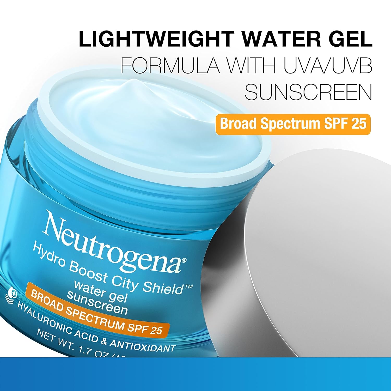 Neutrogena Hydro Boost Face Moisturizer with SPF 25, Hydrating Facial Sunscreen, Oil - Free and Non - Comedogenic Water Gel Face Lotion 1.7 oz - 24hrsmart
