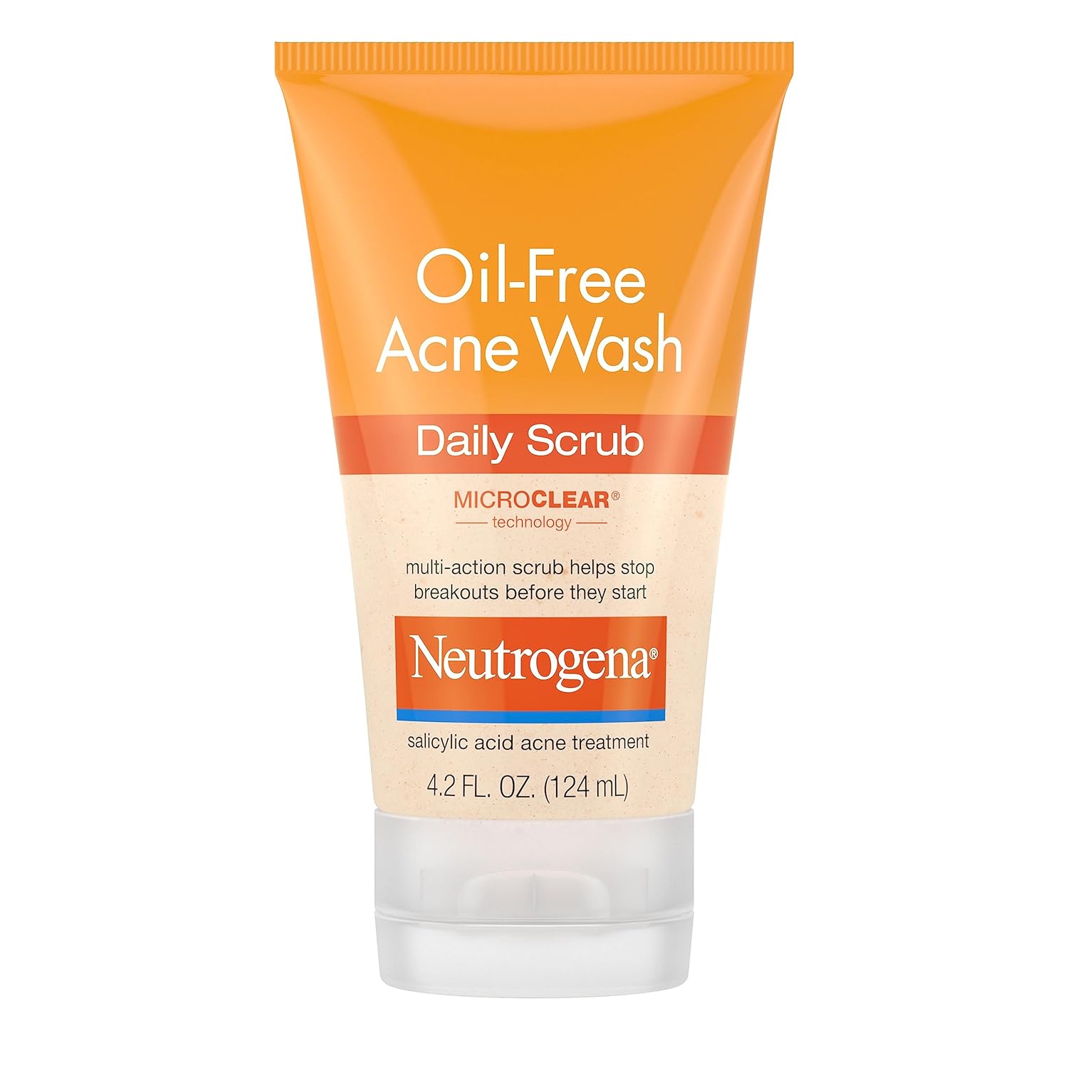 Neutrogena Oil - Free Acne Face Scrub, 2% Salicylic Acid Acne Treatment Medicine, Daily Face Wash to help Prevent Breakouts, Oil Free Exfoliating Facial Cleanser for Acne - Prone Skin, 4.2 fl. oz - 24hrsmart